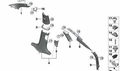OEM fastening cap 0712904437 for BMW F06, F12, F13, G32 and Mini R50, R52, R53, R55, R56, R57, R58, R59. Original BMW and Mini.