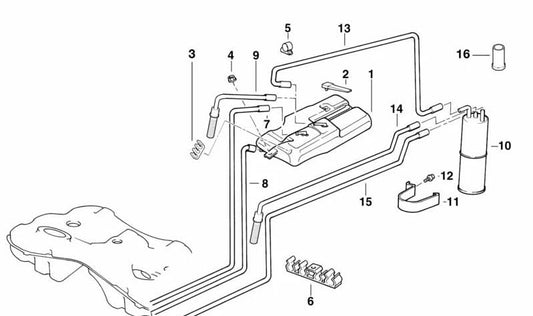 Tubo de combustible OEM 16111183520 para BMW Serie 5 E39 (520d, 520i) modelos fabricados entre 1996 y 2003. Original BMW.