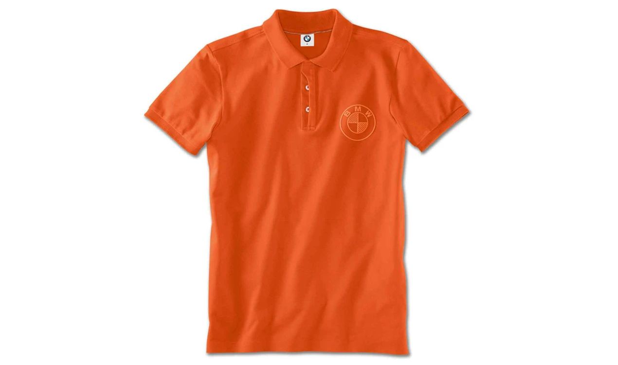 Polo arancione XXL con BMW Bicolor Logo OEM 8014246616 per BMW. BMW originale.