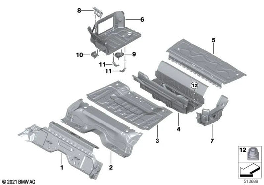 Rear floor panel cross member for BMW G20, G20N, G21, G21N, G80, G81, G22, G26, G82 (OEM 41007487299). Original BMW