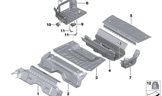 Fondo lateral izquierdo del maletero OEM 41009626541 para BMW Serie 3 {G20, G20N, G21, G21N, G28, G28N, G80, G80N, G81, G81N} y Serie 4 {G22, G22N, G23, G23N, G26, G26N, G82, G82N, G83, G83N}. Original BMW.
