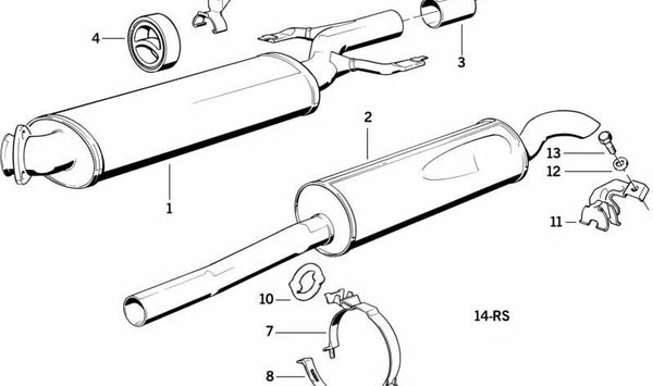 Silencioso delantero (Vorschalldämpfer) OEM 18121177112 para BMW E28. Original BMW.