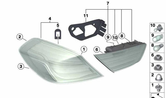 Luz trasera izquierda OEM 63217210575 para BMW Serie 6 F06, F12, F13 y más. Original BMW.