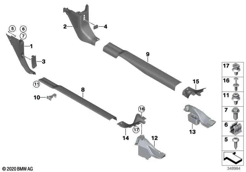 Right intake cover strip for BMW i I01, I01N (OEM 51477272380). Original BMW