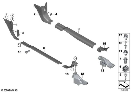 Seat box liner bracket left for BMW I01, I01N (OEM 51477290035). Original BMW