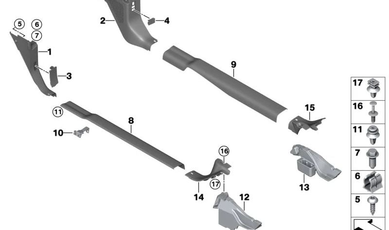Embellecedor umbral puerta izquierda OEM 51477272379 para BMW i3 {I01, I01N}. Original BMW.