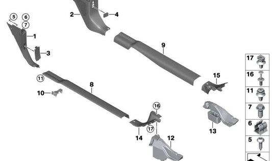 Embellecedor umbral puerta izquierda OEM 51477272379 para BMW i3 {I01, I01N}. Original BMW.