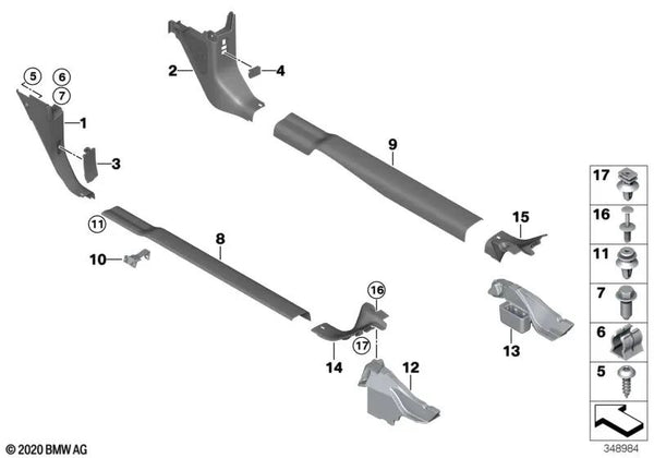 Listón de cubierta de entrada derecho para BMW i I01, I01N (OEM 51477272380). Original BMW