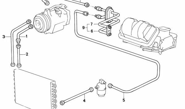 Tubo/conducto de aire acondicionado OEM 64531363574 para BMW Serie 7 (E23). Original BMW.