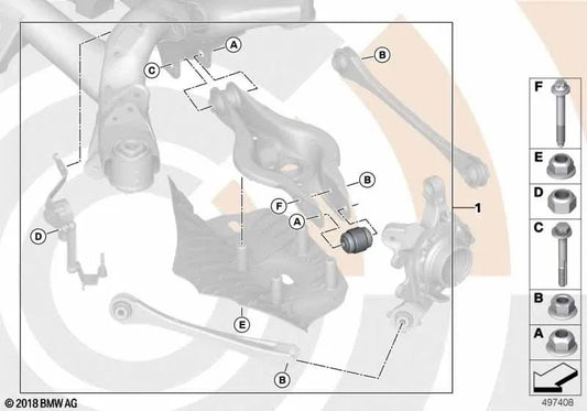 Kit de reparo Rotula para BMW 1 F20 Series, F21, Série 2 F22, F23, 3 F30 Series, F31, F34, F35, 4 F32 Series, F33, F36, X5 F15, X6 F16 (OEM 3332467065). BMW original
