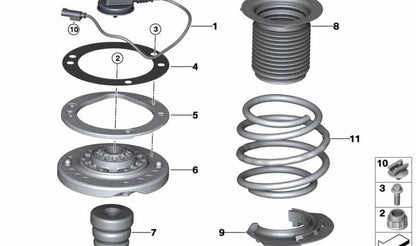 Left support bearing reinforcement for BMW 3 Series F80, 4 Series F82, F83 (OEM 31302285700). Original BMW