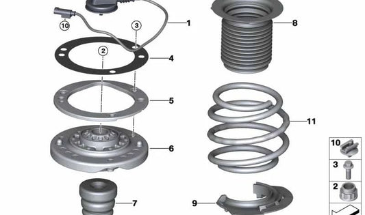 Reforço dos rolamentos de suporte esquerdo para BMW 3 F80 Series, 4 F82 Series, F83 (OEM 31302285700). BMW original