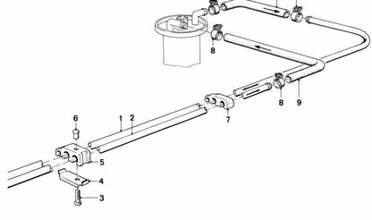 Gasoline pipe OEM 16121179285 for BMW E30 316 and 316i (with M10 engine, manual and automatic). Original BMW.