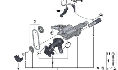 Tapa del sistema de aceite OEM 11417600467 para BMW F20, F21, F30, F31. Compatible con motores N13. Pieza original BMW.