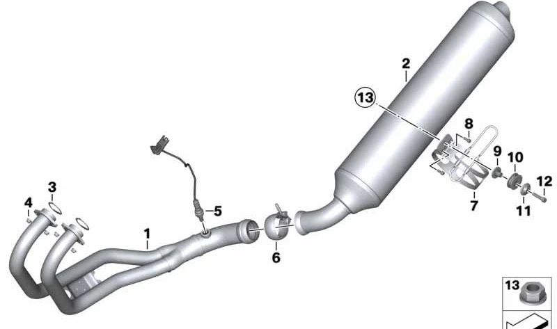 Silencieux supplémentaire OEM 18127708559 pour motos BMW F 800 S, F 800 ST, F 800 GT. BMW Motorrad d'origine.