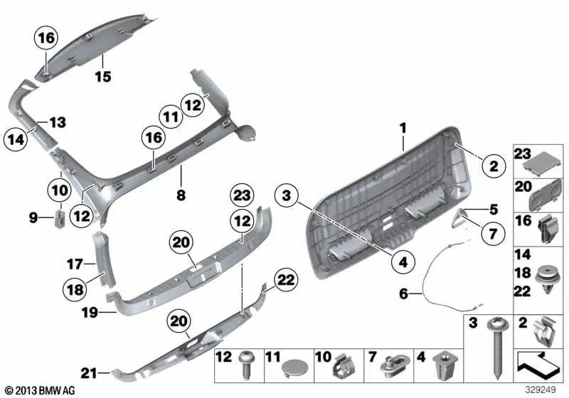 Protector de borde de carga inferior para BMW F07, F07N (OEM 51497205820). Original BMW.