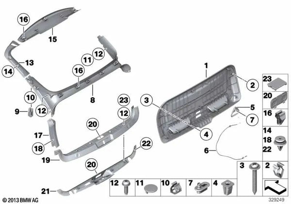 Protector de borde de carga inferior para BMW F07, F07N (OEM 51497205820). Original BMW.