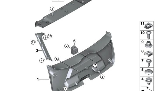 Revestimiento interior maletero OEM 51497305089 para BMW i3 I01, I01N. Pieza original BMW.