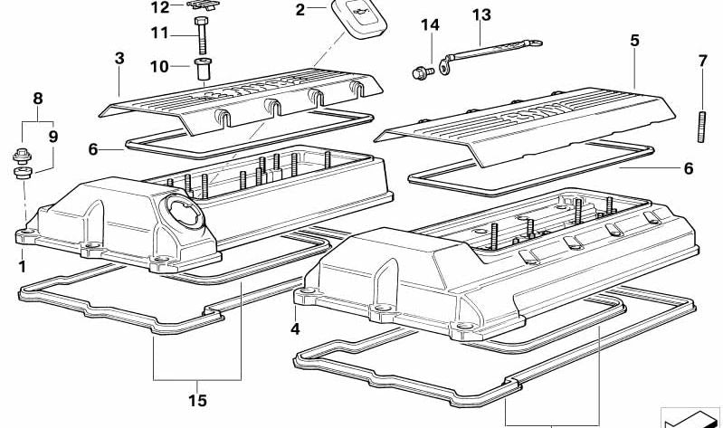 Cubierta de Culata Derecha para BMW E34, E32, E38, E31 (OEM 11121733740). Original BMW