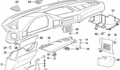 Cubierta inferior derecha OEM 51451973676 para BMW E34. Pieza original BMW para salpicadero o parte baja del interior derecho. Compatible solo con modelos BMW E34. Original BMW.