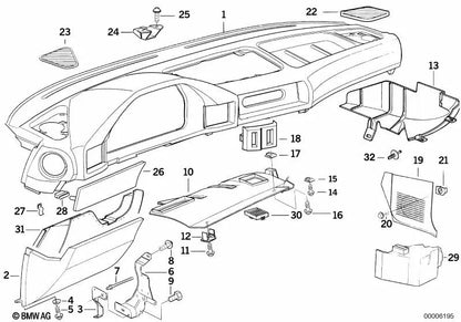 Embellecedor derecho para BMW Serie 5 E34 (OEM 51458110498). Original BMW