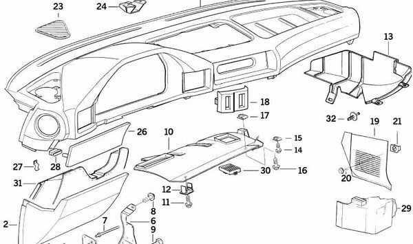 Guarnecido interior izquierdo delantero OEM 51438126435 para BMW Serie 5 E34. Original BMW.