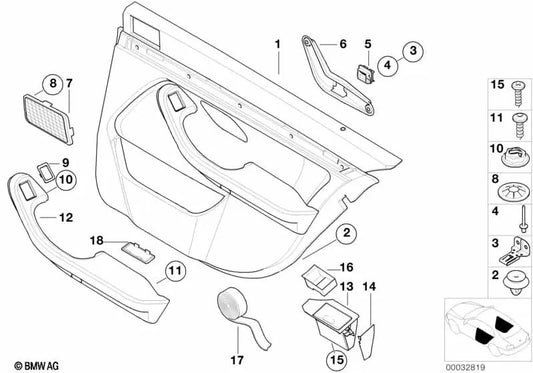 Rechte hintere Türauskleidung für BMW E39 Serie 5 (OEM 51427140006). Original BMW