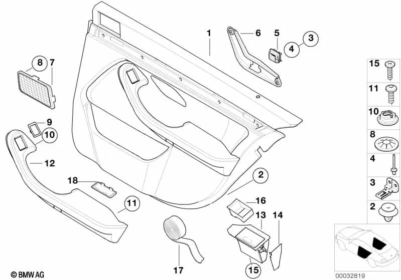Rechte hintere Türauskleidung für BMW E39 (OEM 51427139914). Original BMW