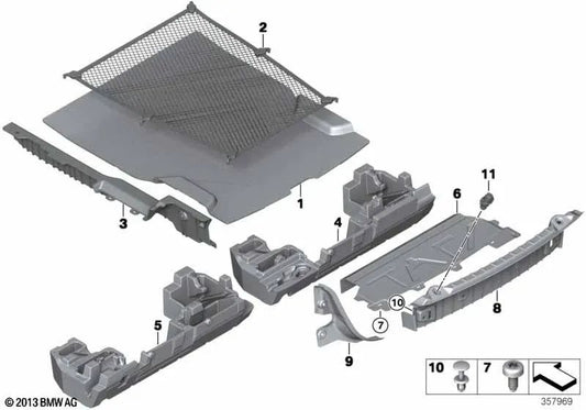 Inserto para bandeja del maletero para BMW F83, F83N (OEM 51478062100). Original BMW.