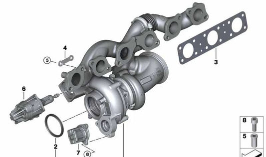 Junta colector escape OEM 11628623442 para BMW G12 M760Li xDrive (modelos 7H61, 7H62, 7U61, 7U62). Compatible con motores N74B y N74L. Original BMW.