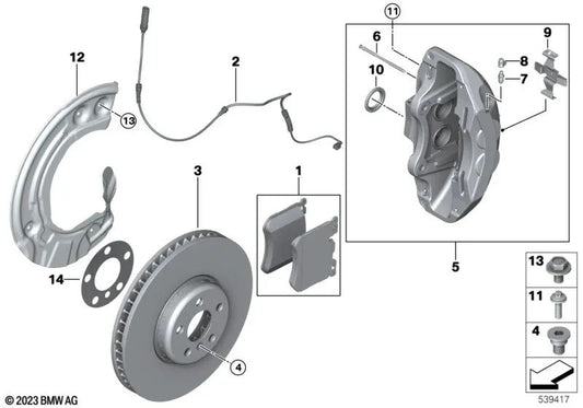 Boîtier de serrage de frein gauche pour la série BMW 2 G42, 3 G20 Série, G20N, X5 G05, G18, X6 G06 (OEM 34116891311). BMW d'origine.