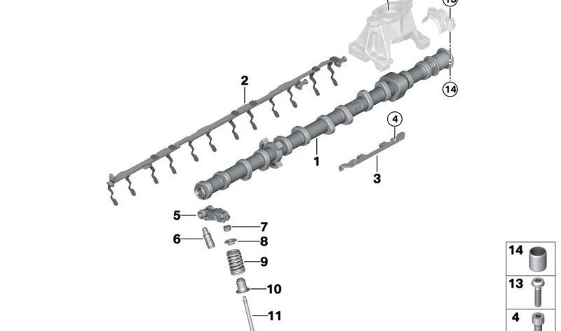 Árbol de levas de escape OEM 11319452651 para BMW G20, G21, G22, G23, G26, G60, G70, G45, G05, G18, G06, G07. Original BMW.