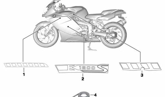 Cinta adhesiva negra 1M x 8MM OEM 46637692284 para BMW Motorrad K 1200 S (KK40, 2004–2008). Repuesto original BMW Motorrad.