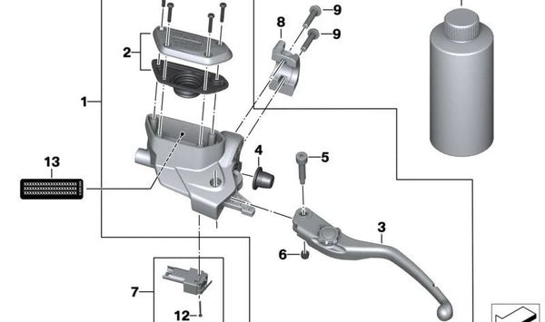 Maneta de embrague OEM 32728525826 para BMW Motorrad K 1600 GT/GTL/Bagger (KK48, KK61), R nineT (RK21), R 1200 GS (RK50), R 1250 GS (RK50). Original BMW Motorrad.