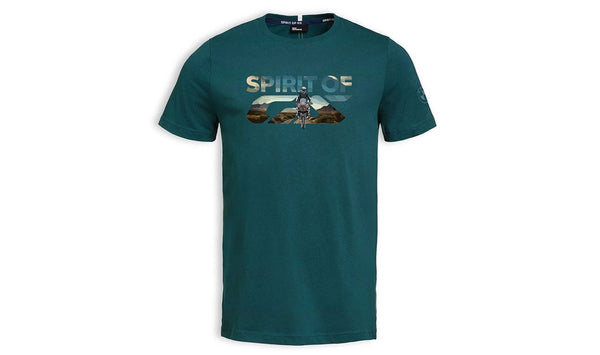 Camiseta verde Spirit of GS talla M hombre OEM 76615B3E420 para todas las motos BMW. Original BMW Motorrad.