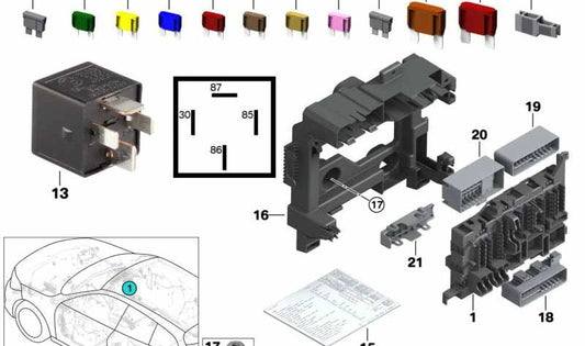 Portador de fusibles OEM 61149270355 para MINI F56, F55, Clubman F54, Countryman F60, i8 I12... y más. Original MINI.