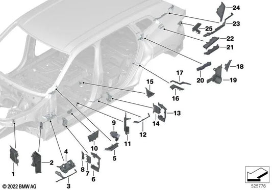 Geformtes Stück für die Säule nach oben links für BMW X5 F95, G05, G18, X6 F96, G06, X7 G07, XM G09 (OEM 41007414989). Original BMW.