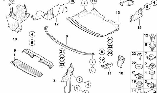 Reinforcement lid OEM 51717057799 for BMW 7 E65 Series (730d, 740d). Motor insulation system piece. Original BMW.