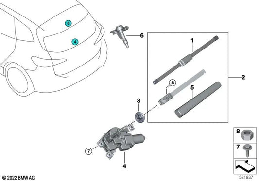 Windshield Wiper Bris para BMW U06 Series 2 (OEM 61628492159). BMW original