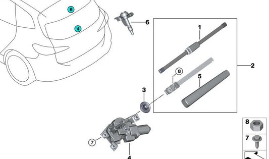 ZB Rear Wiper Lever for BMW U06 (OEM 61627932246). Original BMW
