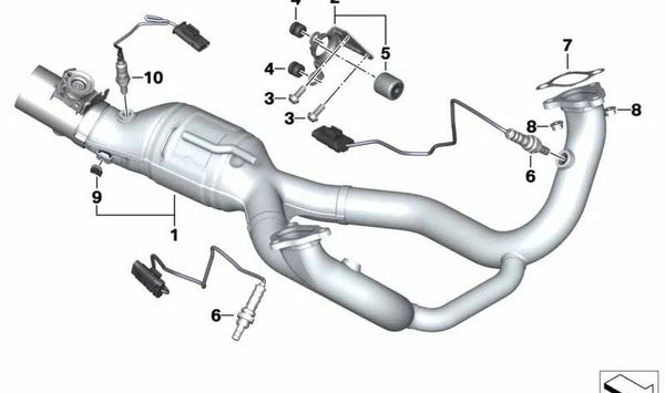 Soporte múltiple de escape OEM 18518560428 para motos BMW R1200GS, R1250GS, R1200RT, R1250RT... y más. Original BMW Motorrad.