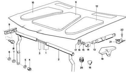 Aislante central capó OEM 51481843781 para BMW E24 628CSi y 630CS. Original BMW.