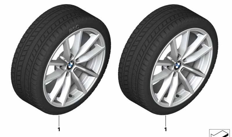 Complete winter wheel with soft compound for BMW 3 Series G20, G21, 4 Series G22, G23 (OEM 36115A4BBA0). Original BMW