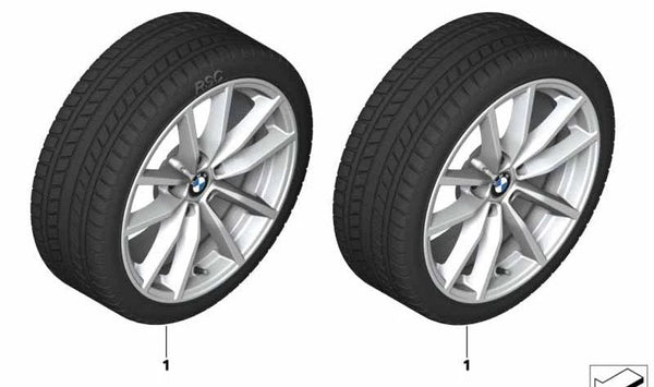 Rueda completa de invierno con sensor RDC y neumático 225/50R17 98T para BMW G42, G20, G20N, G21, G21N, G22, G22N, G23, G23N. Llanta de aleación estilo 778 con clavos. Original BMW.
