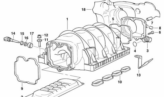 Elemento de admisión OEM 11611736765 para BMW E34 530i y BMW E32 730i con motor M60. Compatible con versiones manuales y automáticas. Original BMW.