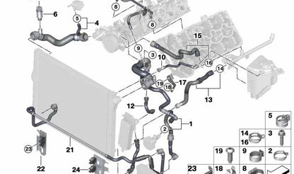 Tuyau de réfrigérant OEM 17127592646 pour BMW F07, F10, F11, F12, F13. BMW d'origine.
