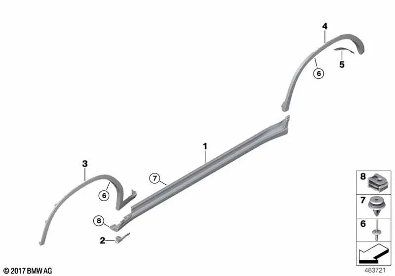 Left light module bracket for BMW X3 G01, G08, X4 G02 (OEM 63177483697). Original BMW.