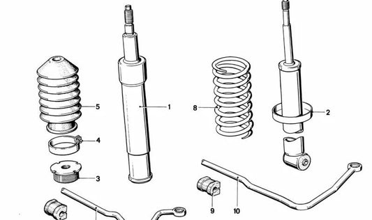 Cartucho de amortiguador delantero OEM 31321124929 para BMW E12 {518, 518i} (1.6, 1.8, Automático y Manual, 1974-1981). Compatible con suspensión deportiva. Original BMW.