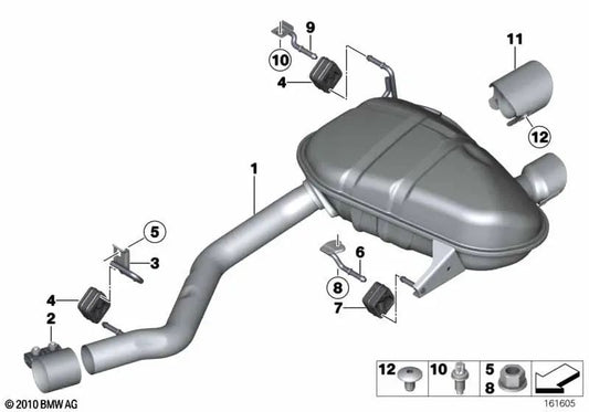 Rear silencer for BMW 1 Series E81, E87N (OEM 18307567693). Original BMW