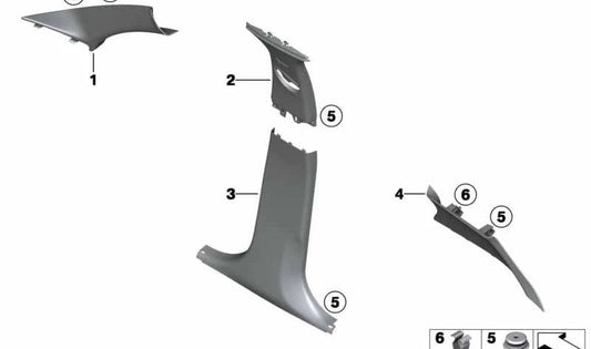 OEM de moldagem de Pilar C esquerda 51437250205 para BMW F20. BMW original.